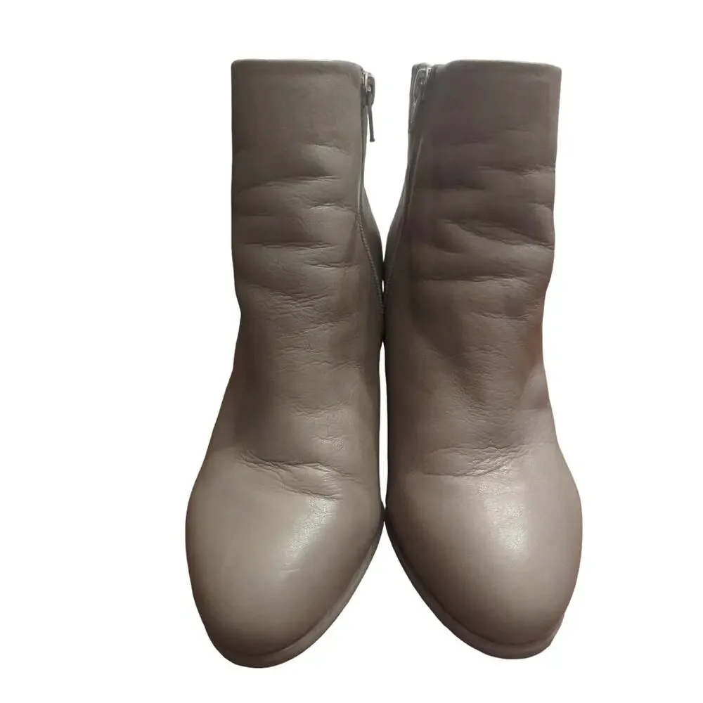 Vionic Kennedy Oyster leather ankle block heel boot booties 8 - Picture 2 of 9
